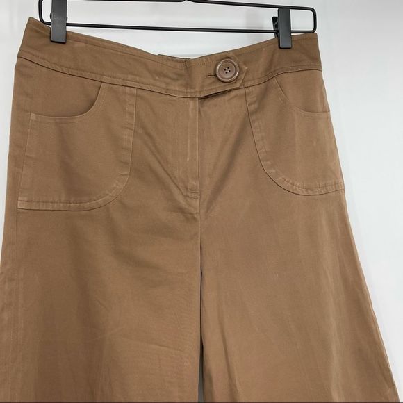 Larry Levine Brown Wide-Leg Stretch Capri Pants | Size 8 - Picture 3 of 9